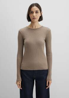 Mavi Kaşmir Karışımlı Kahverengi Uzun Kollu Basic Kadın Sweat 1613655-91335 - 5