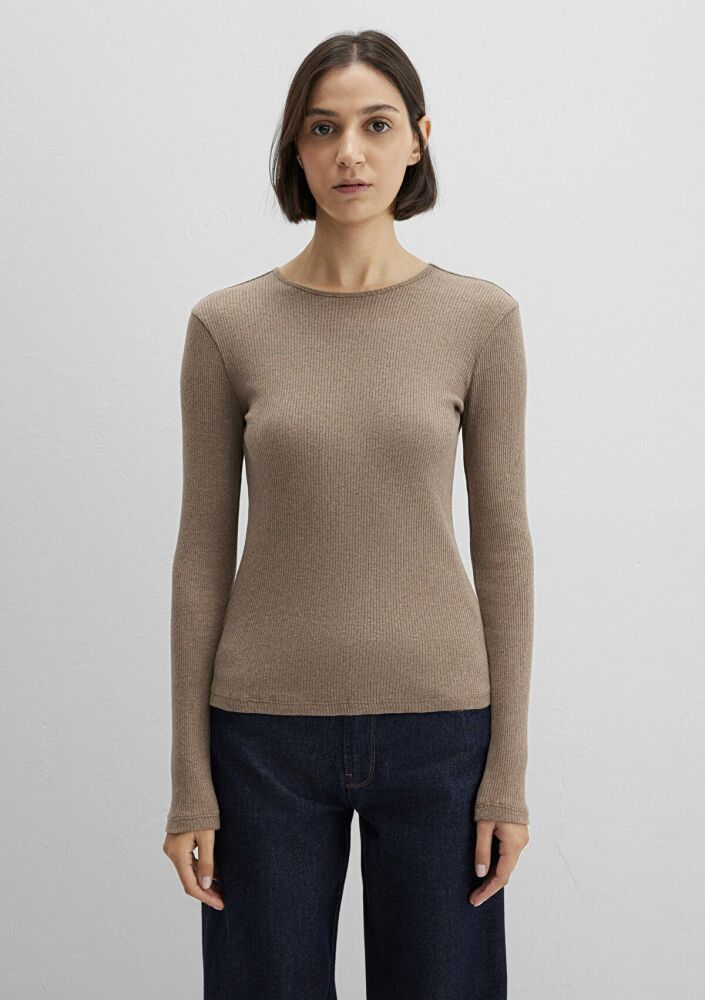 Mavi Kaşmir Karışımlı Kahverengi Uzun Kollu Basic Kadın Sweat 1613655-91335 - 5