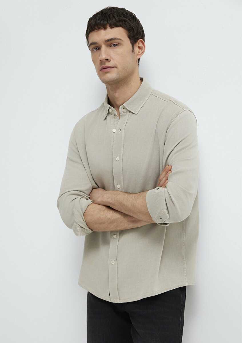 Mavi Keten Karışımlı Yeşil Tencel TM Liyosel Regular Fit Erkek Gömlek 0211482-70333