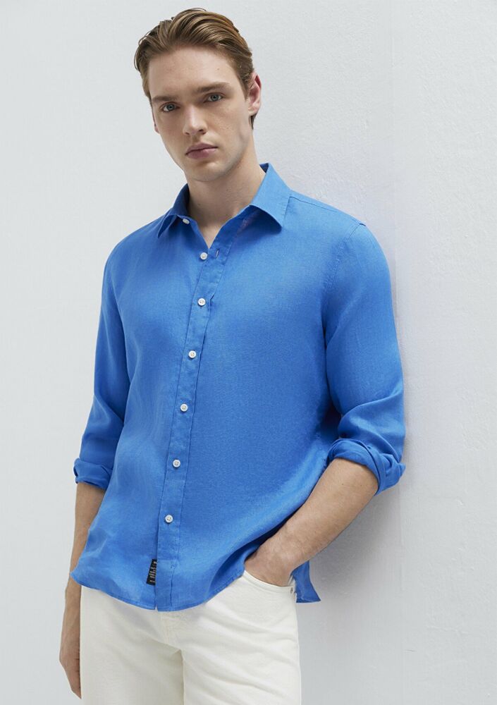 Mavi Keten Slim Fit Erkek Gömlek 0211466-81347