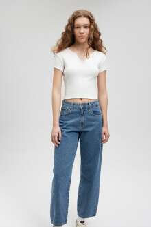 Mavi Kırık Beyaz Kadın Tişört 1612201-70057 - Mavi (1)