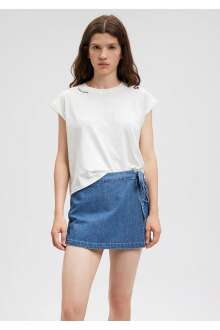 Mavi Kırık Beyaz Kadın Tişört 1612317-70057 - Mavi (1)