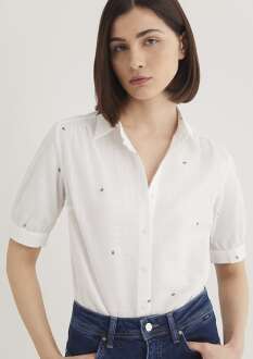 Mavi Kısa Kol Kadın Gömlek 1210060-89321 - Mavi (1)