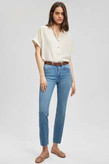 Mavi Kısa Kol Sis Gri Kadın Gömlek 1210406-70003 - Mavi (1)