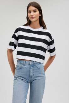 Mavi Kolsuz Bisiklet Yaka Kadın Tişört 1612362-87054 - Mavi (1)