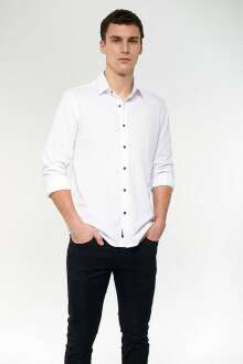 Mavi Kolu Katlamalı Erkek Gömlek 021638-620 - Mavi (1)