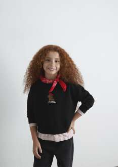 Mavi Köpek Baskılı Siyah Çocuk Sweat 7S10132-900 - 2