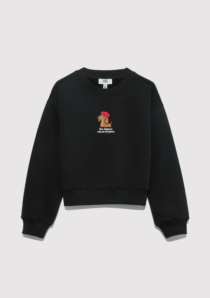 Mavi Köpek Baskılı Siyah Çocuk Sweat 7S10132-900 - 3