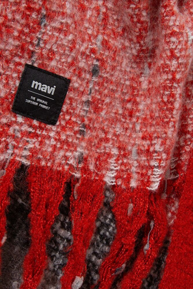 Mavi Koyu Kırmızı Kadın Atkı 1910697-25842 - 3