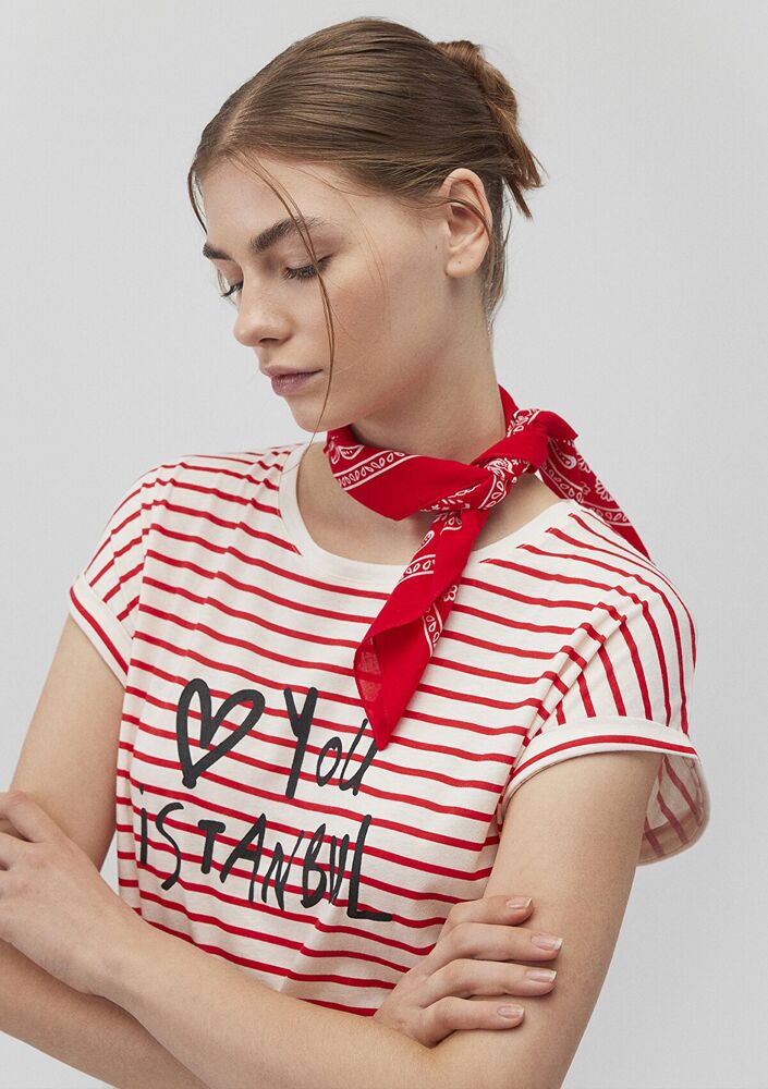 Mavi Koyu Kırmızı Kadın Bandana 1911810-82580 - 1