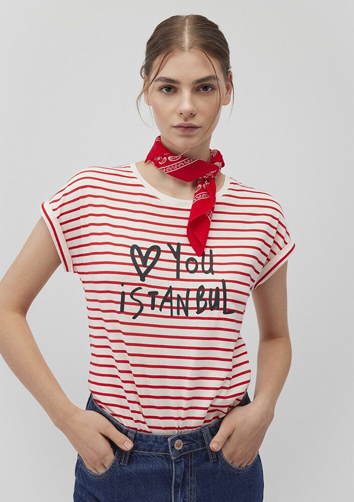 Mavi Koyu Kırmızı Kadın Bandana 1911810-82580 - 2