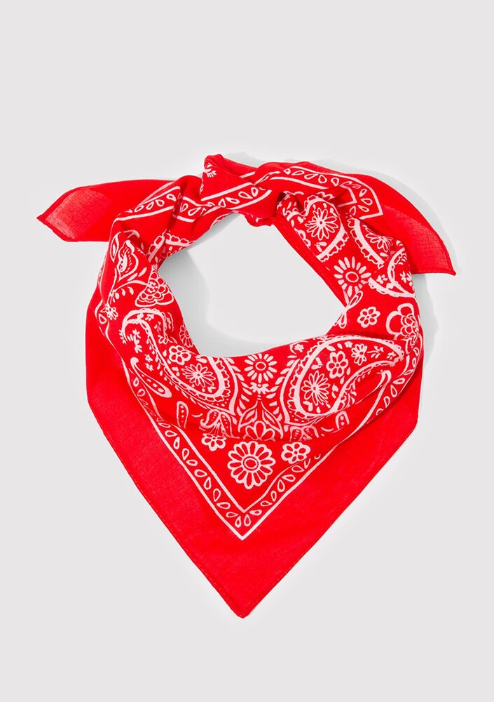 Mavi Koyu Kırmızı Kadın Bandana 1911810-82580 - 3