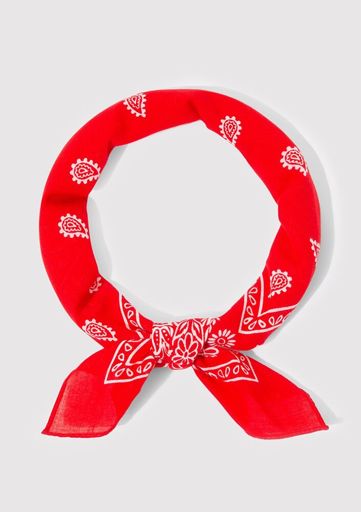 Mavi Koyu Kırmızı Kadın Bandana 1911810-82580 - 4
