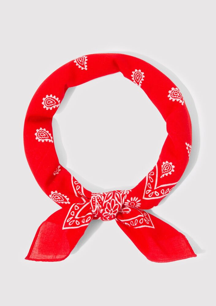 Mavi Koyu Kırmızı Kadın Bandana 1911810-82580 - 4