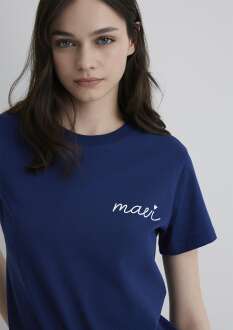 Mavi Koyu Saks Mavi Logo Kadın Tişört 1612962-70722 - Mavi (1)