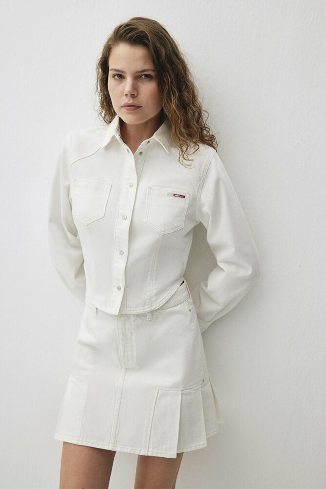 Mavi Kreuzg Off White Denim Kadın Jean Gömlek 1210722-88154 - 1