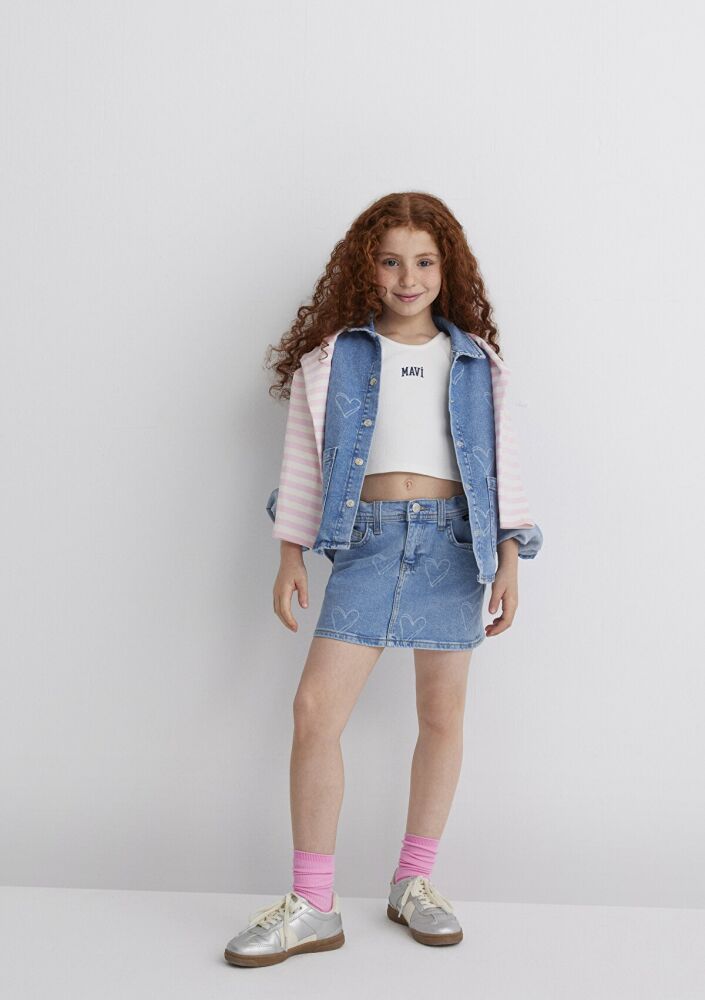 Mavi Laıla Lt Heart Denim Çocuk Jean Etek 7310000-89486 - 2