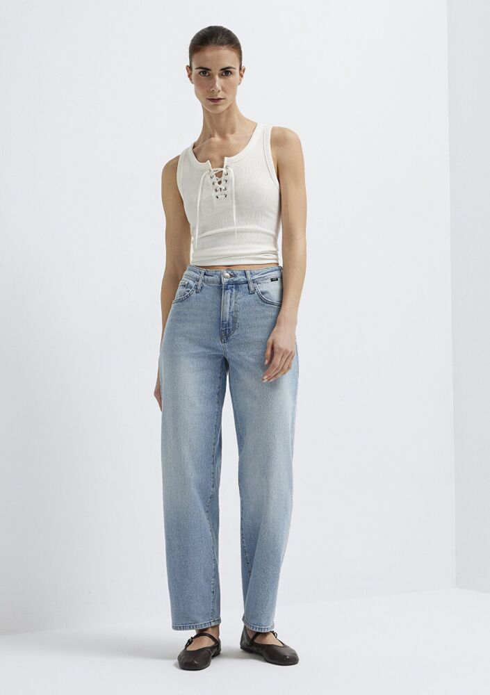 Mavi Leıla Lt Brushed Premium Blue Baggy Fit Kadın Jean Pantolon 1010600-A1573