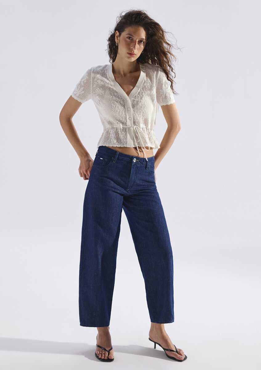 Mavi Leila Mavi Edition Keten Karışımlı Rinse Baggy Fit Yüksek Bel Kadın Jean Pantolon 1010600-A3174