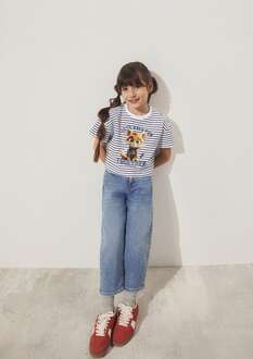Mavi Let's Have Fun Baskılı Crop Çocuk Tişört 7610280-85308 - 1