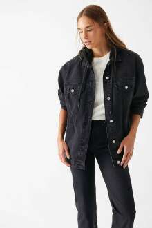 Mavi Lexa Dark Smoke Denım Kadın Jean Ceket 110641-82671 - Mavi (1)