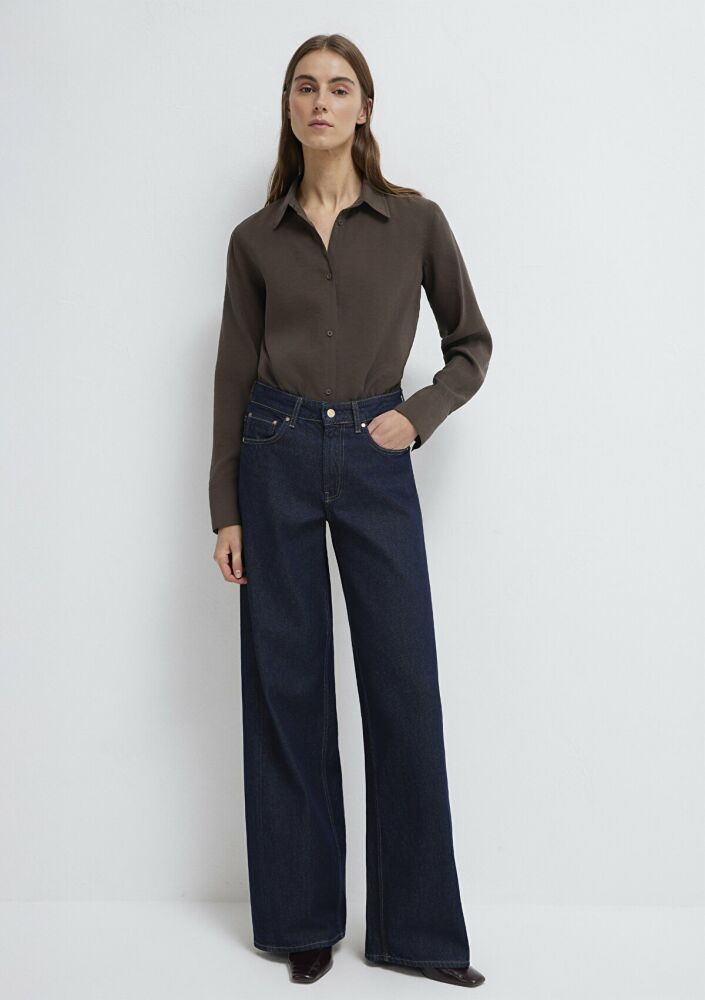 Mavi Liyosel Karışımlı Kahverengi Tencel Regular Fit Kadın Gömlek 1211374-70238 (1)