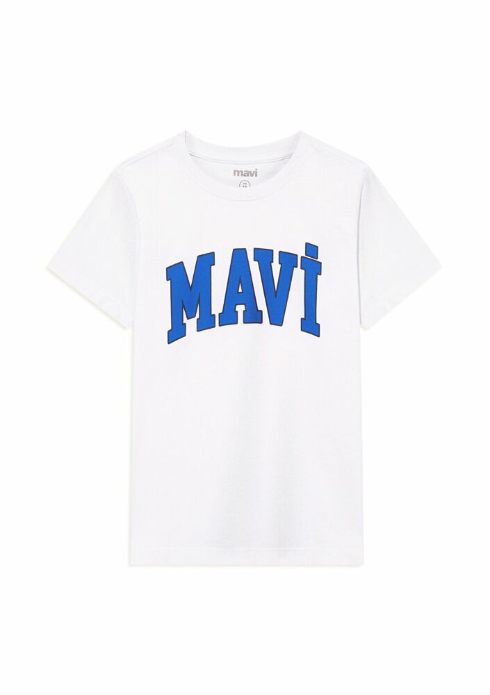 Mavi Logo Baskılı Beyaz Çocuk Tişört 6610030-620 - 3