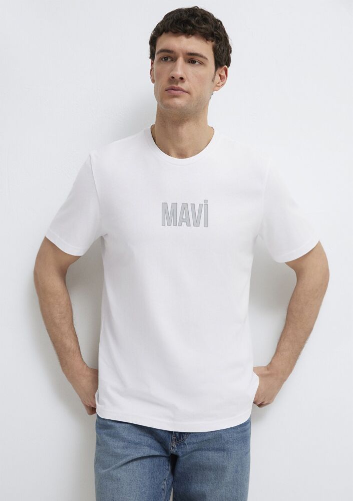 Mavi Logo Baskılı Beyaz Regular Fit Erkek Tişört 0613186-620