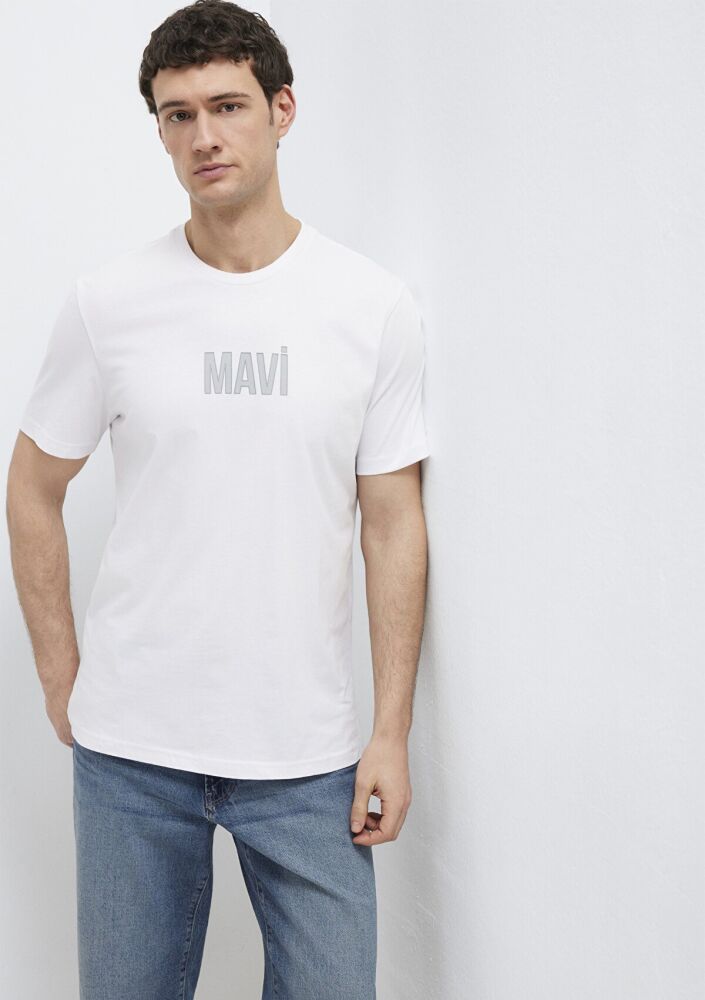 Mavi Logo Baskılı Beyaz Regular Fit Erkek Tişört 0613186-620 (1)