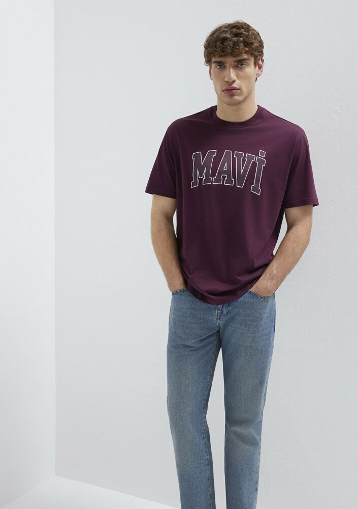 Mavi Logo Baskılı Bordo Loose Ft Erkek Tişört0611711-70434 - 1