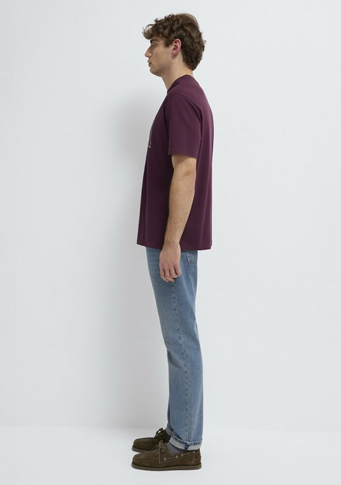 Mavi Logo Baskılı Bordo Loose Ft Erkek Tişört0611711-70434 - 4