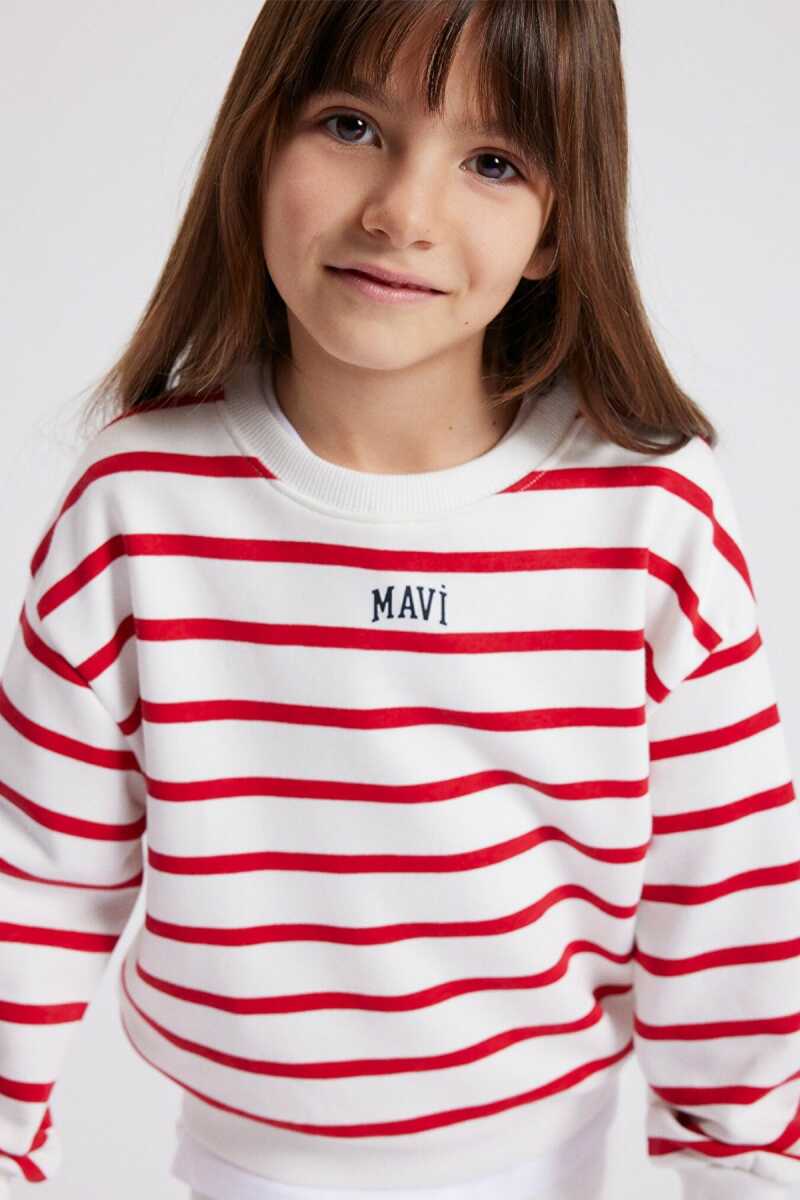 Mavi Logo Baskılı Çizgili Çocuk Sweat 7S10038-82054