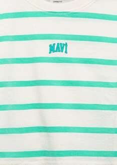 Mavi Logo Baskılı Çizgili Çocuk Tişört 7610182-88145 - 4