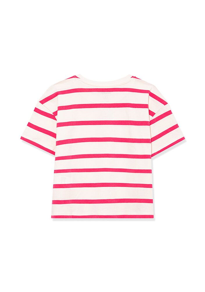 Mavi Logo Baskılı Çizgili Crop Çocuk Tişört 7610182-71111 - 3