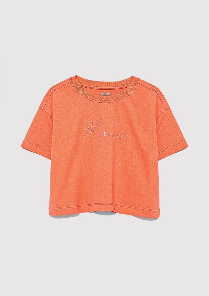 Mavi Logo Baskılı Crop Çocuk Tişört 7610181-71271 - 2
