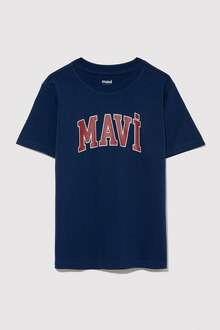 Mavi Logo Baskılı Derin Mavi Çocuk Tişört 6610030-70491 - 1