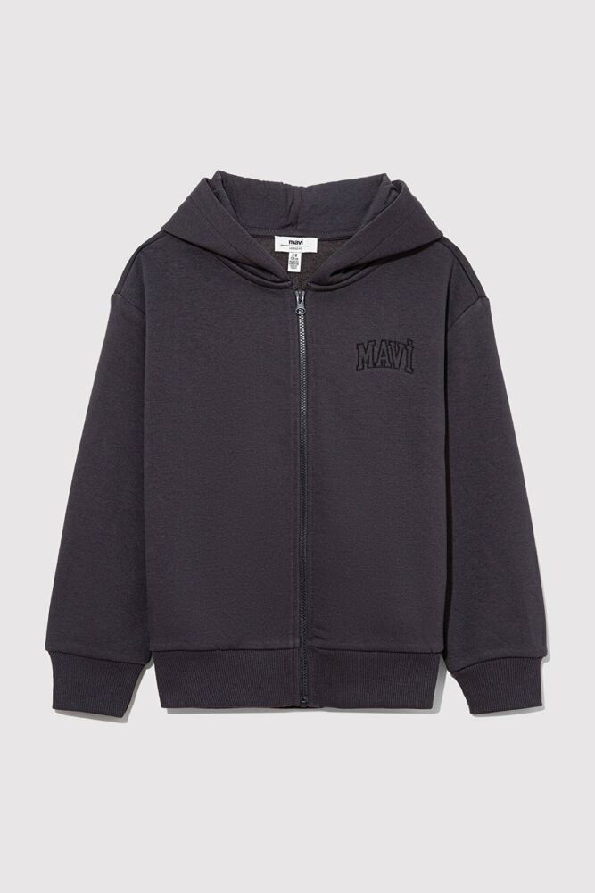 Mavi Logo Baskılı Fermuarlı Kapionlu Çocuk Sweat 7S10051-70087 - 1