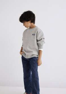 Mavi Logo Baskılı Gri Melanj Çocuk Sweat 6S10055-88468 - Mavi (1)