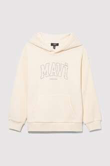 Mavi Logo Baskılı Kapüşonlu Beyaz Çocuk Sweat 6S10052-70072 - 1