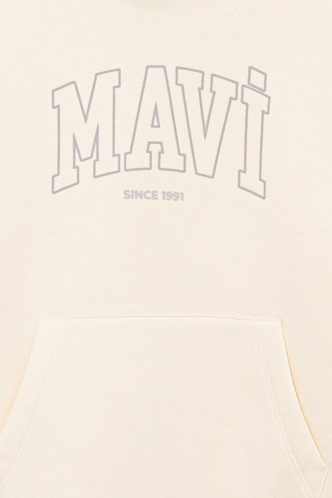 Mavi Logo Baskılı Kapüşonlu Beyaz Çocuk Sweat 6S10052-70072 - 3