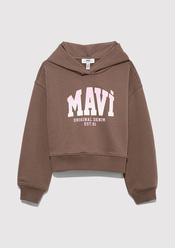 Mavi Logo Baskılı Kapüşonlu Çocuk Sweat 7S10124-87181