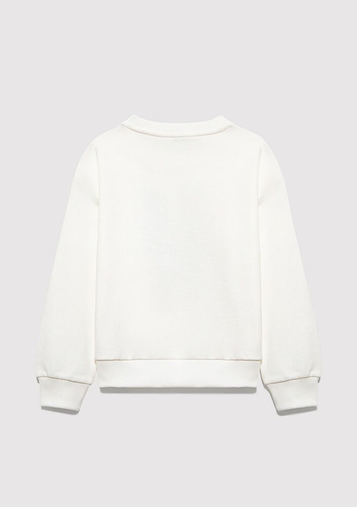 Mavi Logo Baskılı Kırık Beyaz Çocuk Sweat 7S10118-70057 (1)