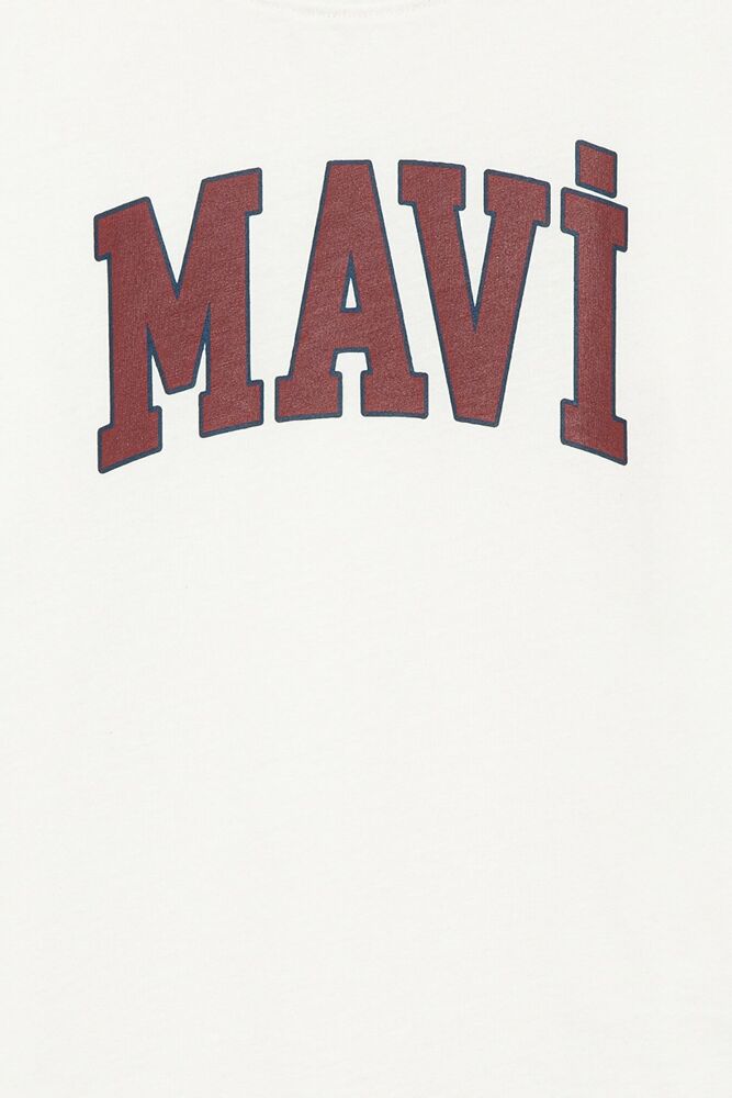 Mavi Logo Baskılı Kırık Beyaz Çocuk Tişört 6610030-81964 - 3