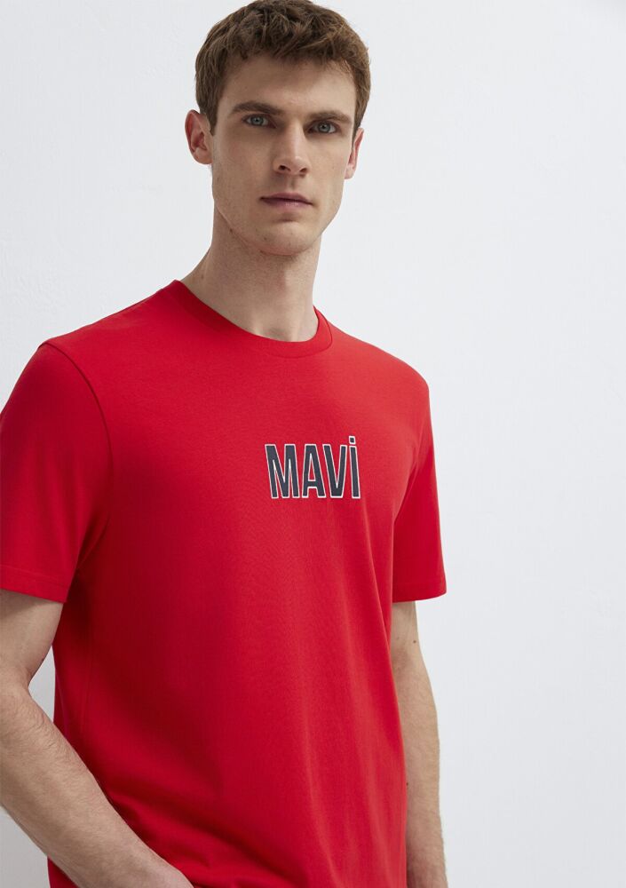 Mavi Logo Baskılı Kırmızı Regular Fit Erkek Tişört 0613186-70467