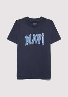 Mavi Logo Baskılı Koyu Lacivert Çocuk Tişört 6610030-82318 - 1