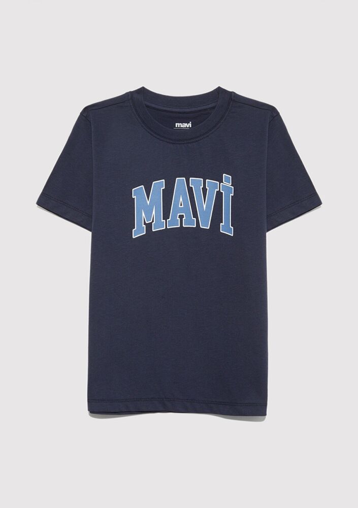 Mavi Logo Baskılı Koyu Lacivert Çocuk Tişört 6610030-82318 - 1