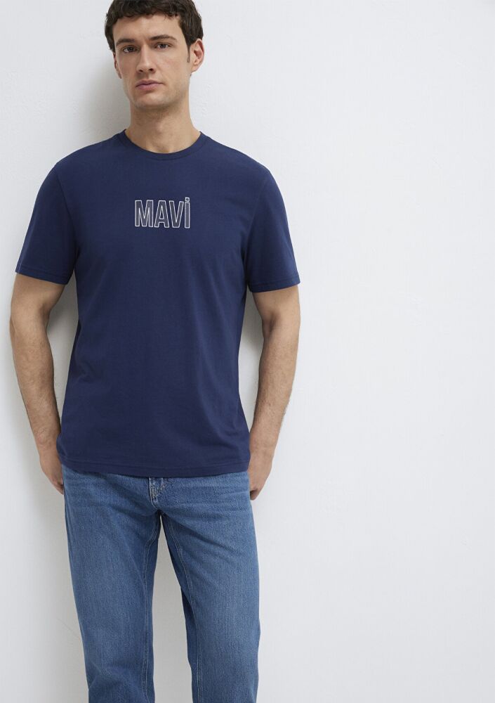 Mavi Logo Baskılı Lacivert Regular Fit Erkek Tişört 0613186-70758 (1)