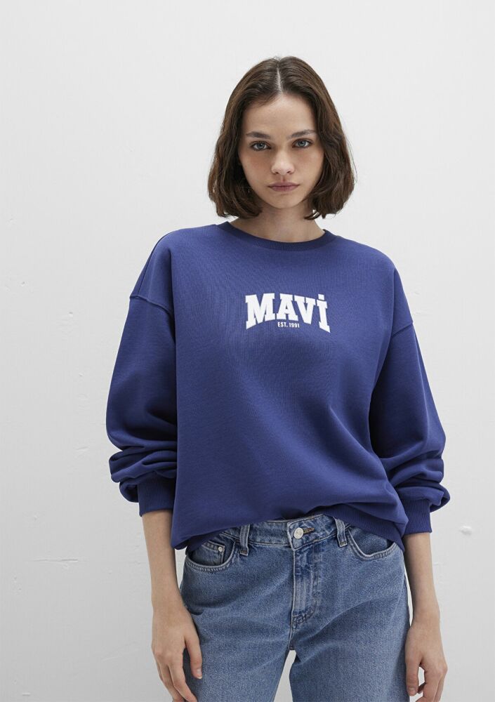 Mavi Logo Baskılı Loose Fit Lacivert Kadın Sweat 1S10372-70498