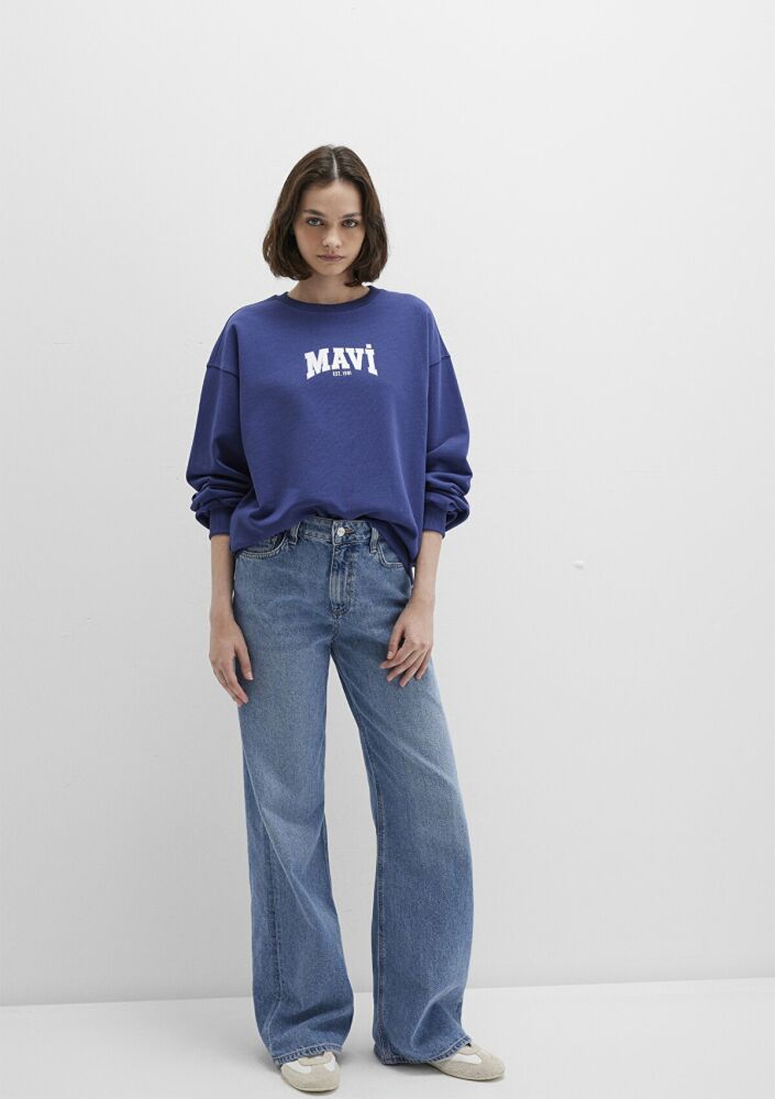 Mavi Logo Baskılı Loose Fit Lacivert Kadın Sweat 1S10372-70498 (1)