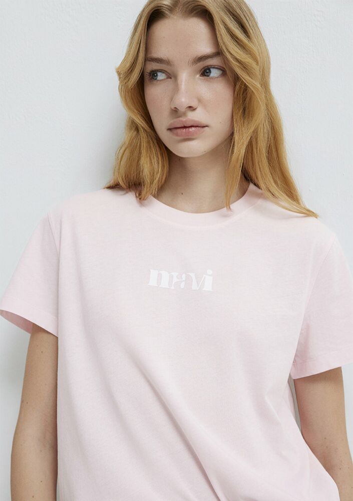 Mavi Logo Baskılı Pembe Regular Fit Kadın Tişört 1612241-89200